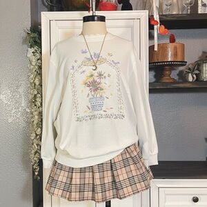 Cottagecore White Vintage Embroidered Sweater Lace Trim Romantic 90s Grandma